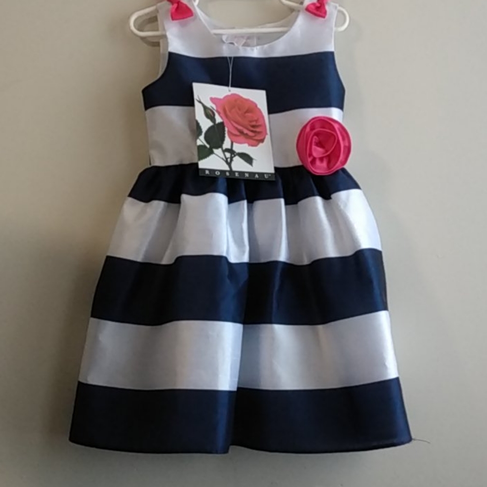 Rosenau Little Girls Navy&White Stripe Dress
